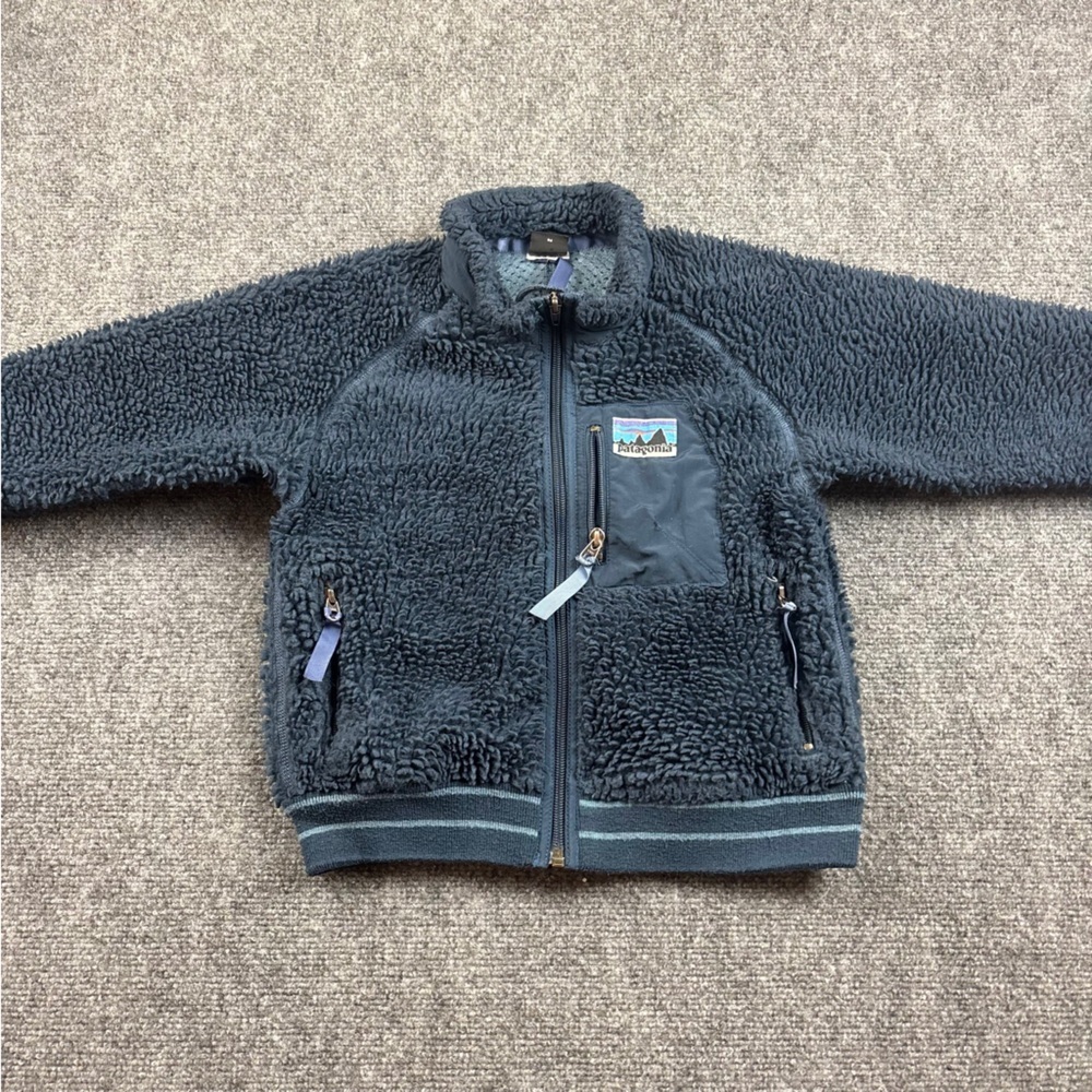 PATAGONIA Kids Vintage Pile Fleece Zip Up Jacket Retro Blue size: XS/S - Picture 2 of 8